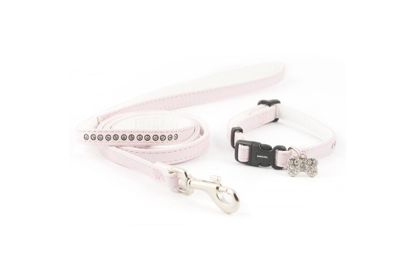 Ancol Jewelled Puppy Collar & Lead Pink Set