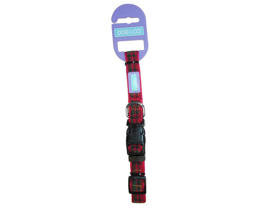 Dog & Co Red Tartan Adjustable Dog Collar