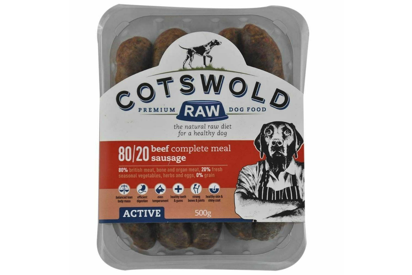 Cotswold Raw Active Sausage Beef Dog Food