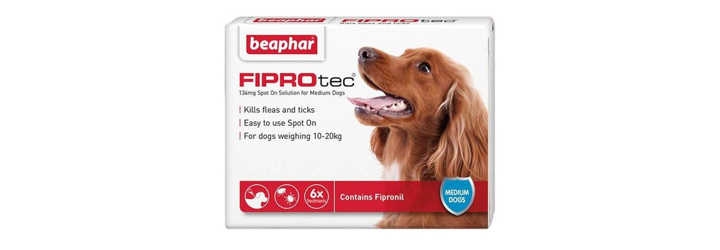 Beaphar FIPROtec Flea & Tick Spot On Medium Dog (10-20kg) - 6 Treatments