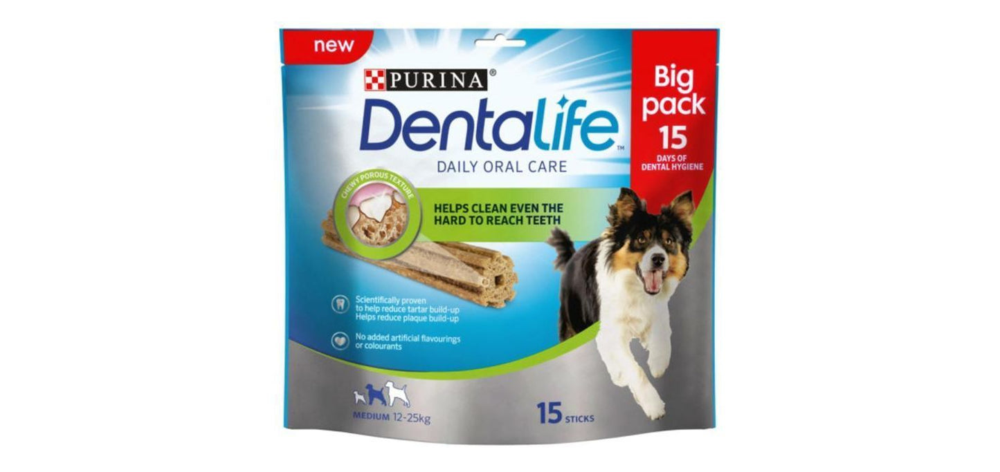 3 X Purina Dentalife Daily Oral Care Chicken Chew Adult Medium Breed 15 Pack