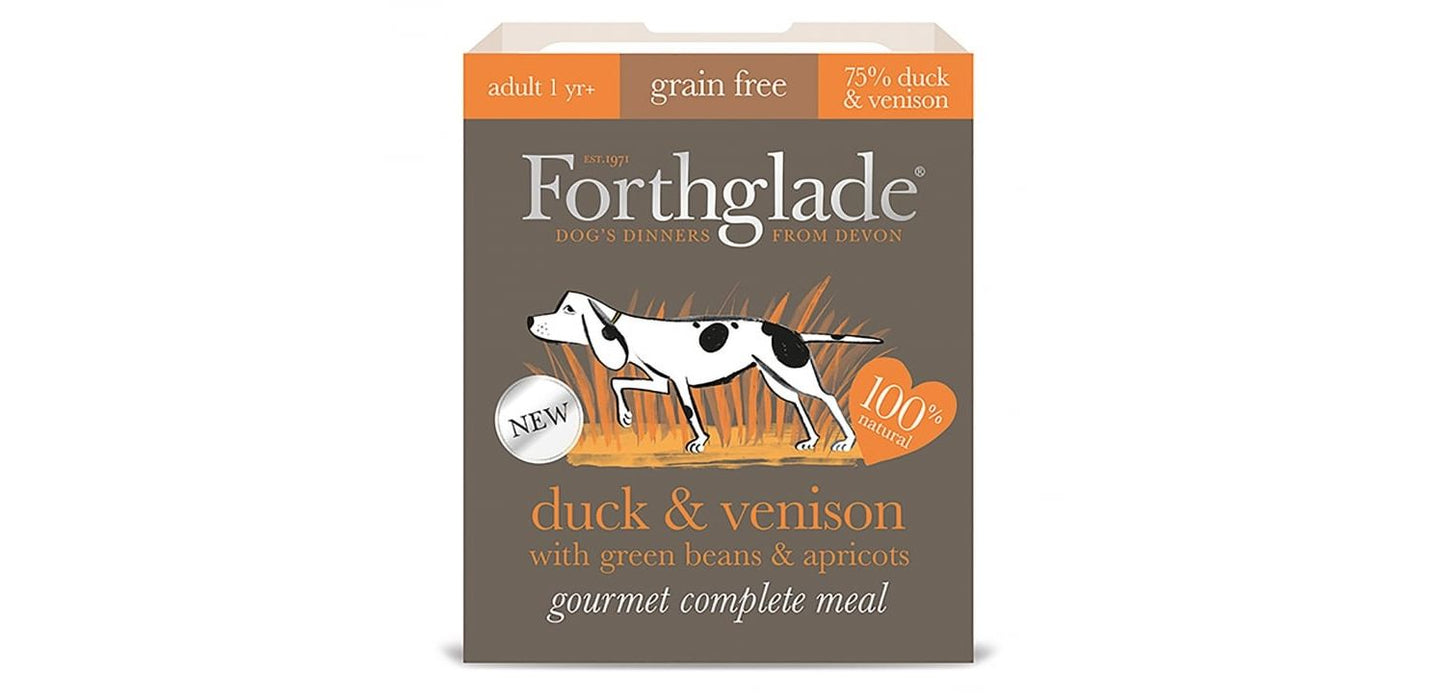 7 X 395g Forthglade Gourmet Grain Free Duck & Venison W/green Beans & Apricot