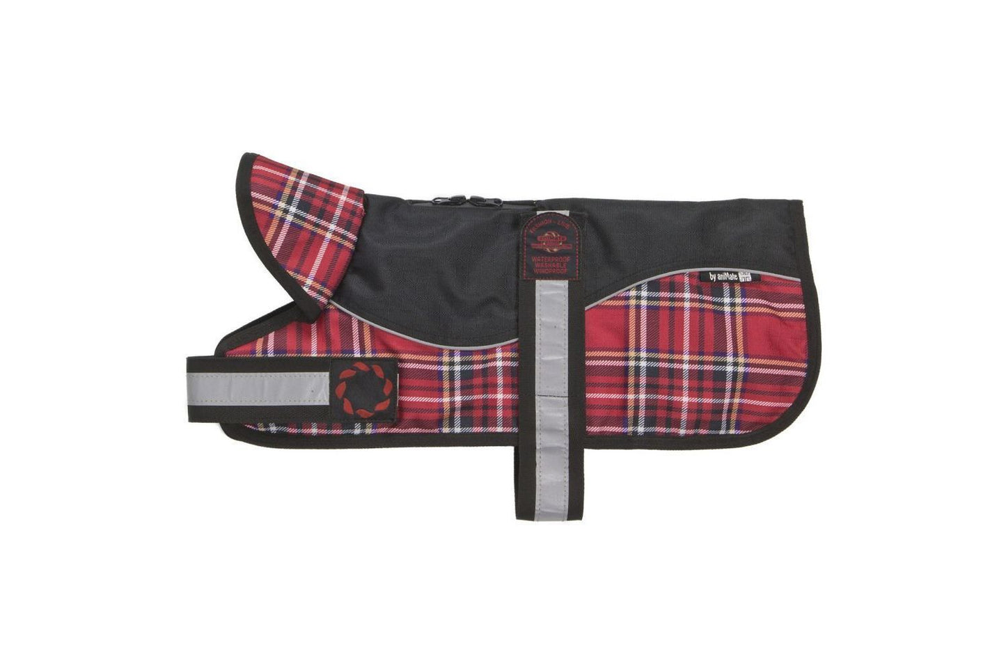 Animate Reflective Black/Red Tartan Padded Harness Coat