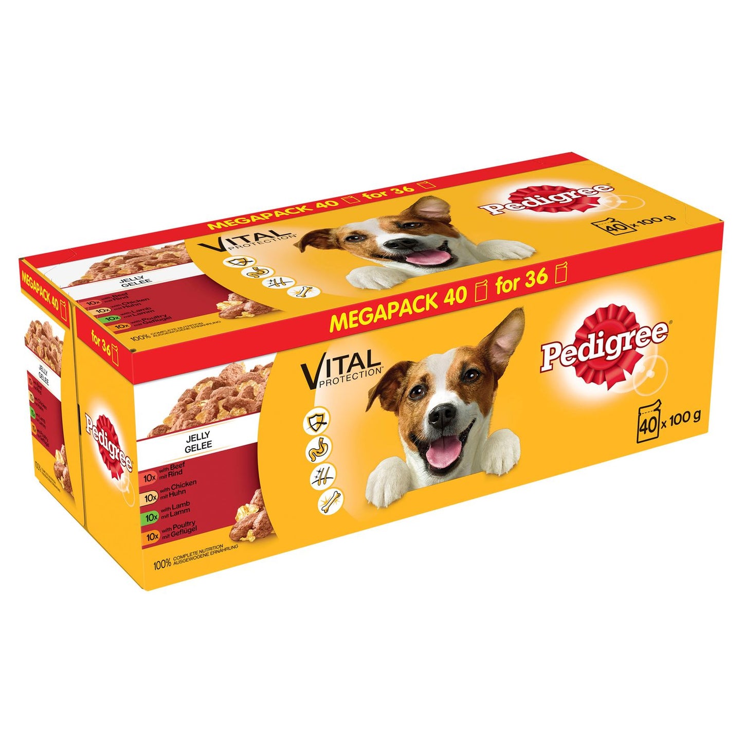 40 X Pedigree Dog Pouches Mixed Selection In Jelly 100g