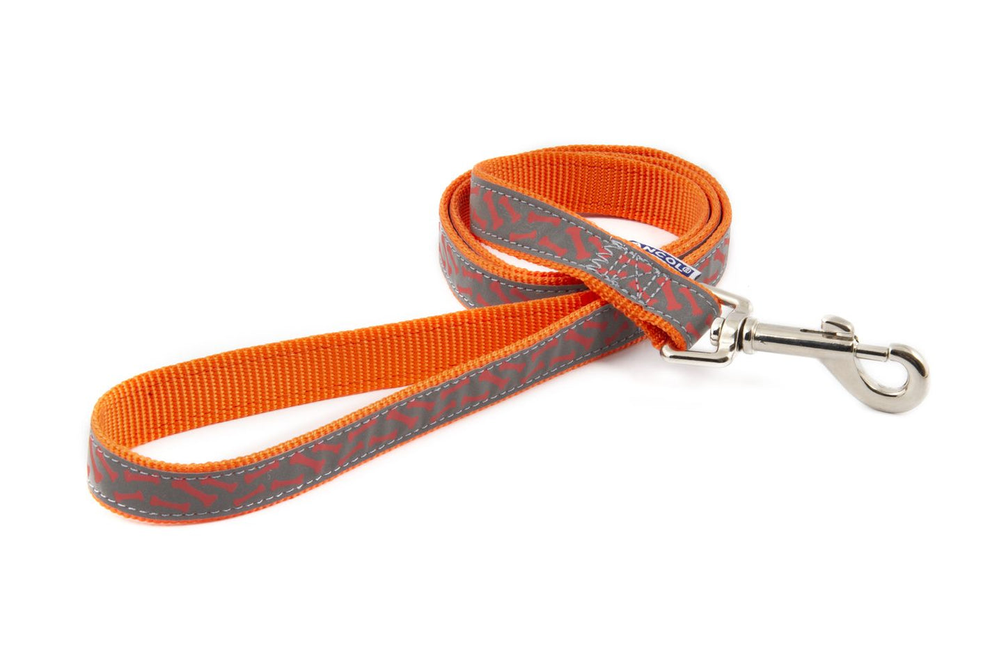 Ancol Fashion Nylon Dog Lead In Orange Bone Design 19mm X1m