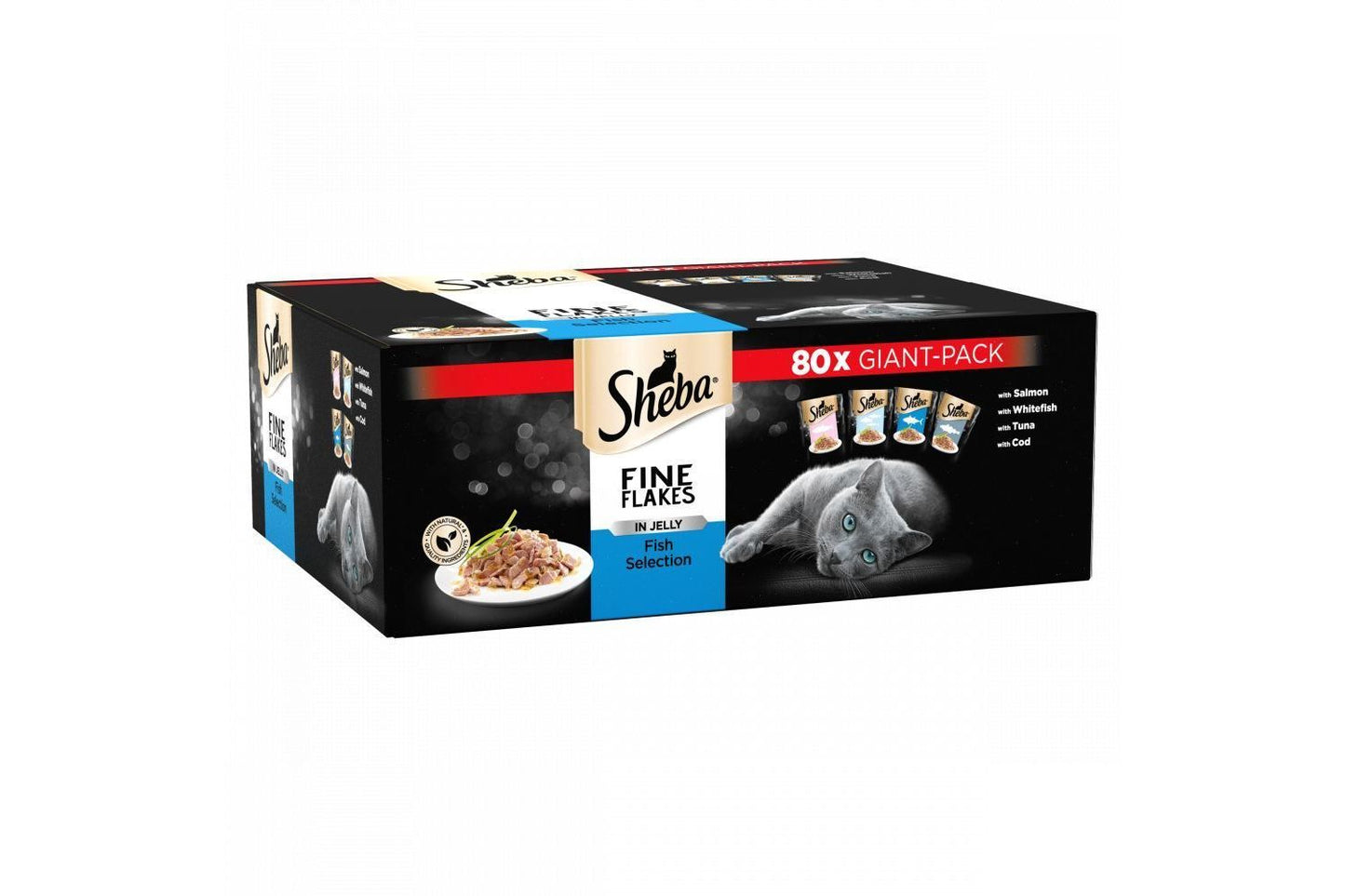 SHEBA Fine Flakes Cat Pouches Fish Collection In Jelly 80x85g