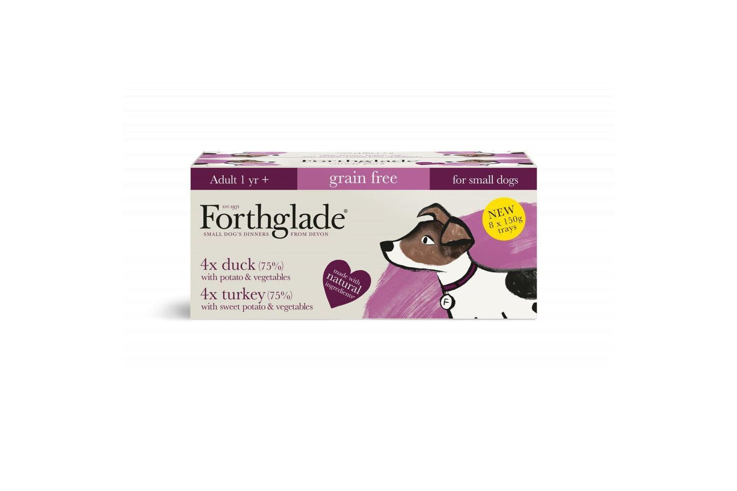 8 X Forthglade Complete Grain Free Small Dog Duck & Turkey 150g