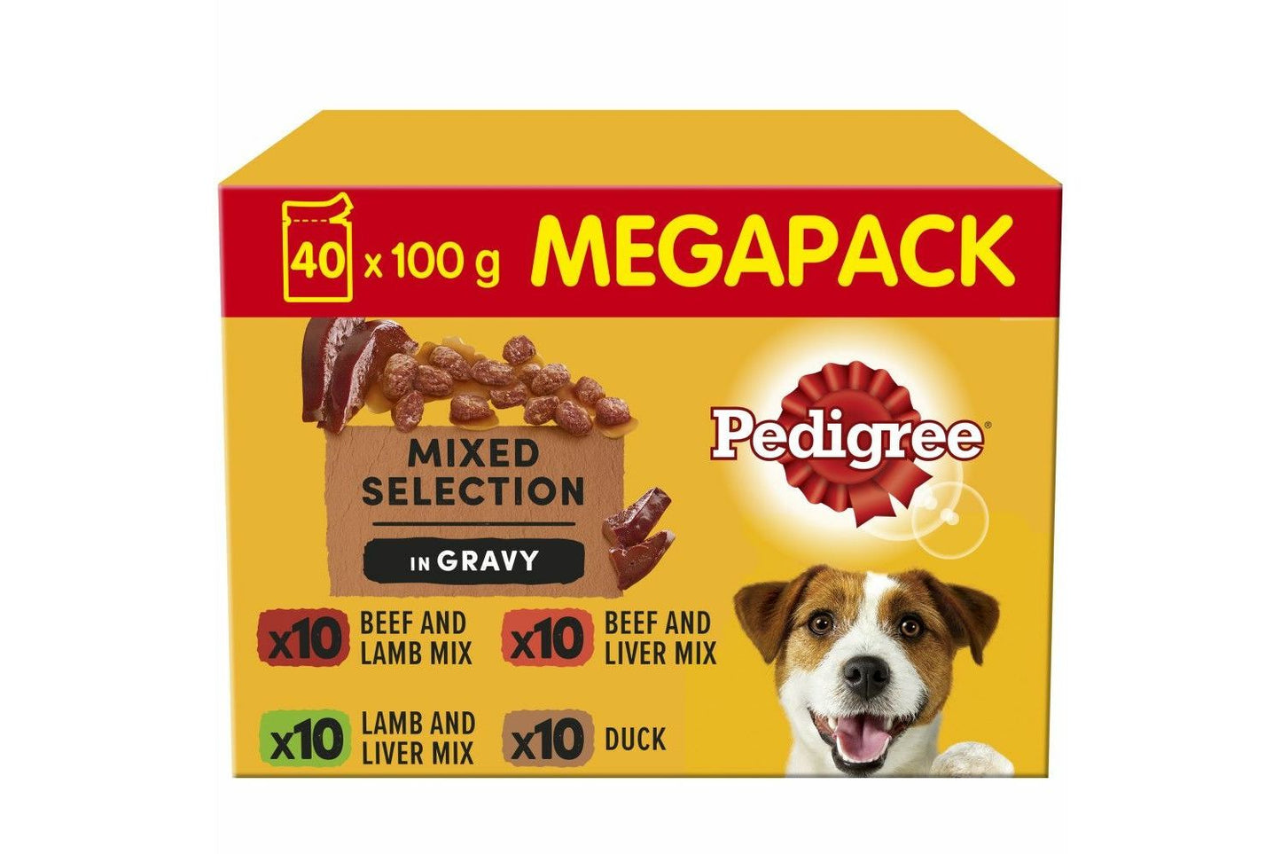 40 X Pedigree Dog Food Pouches Mixed Varieties In Gravy 100g