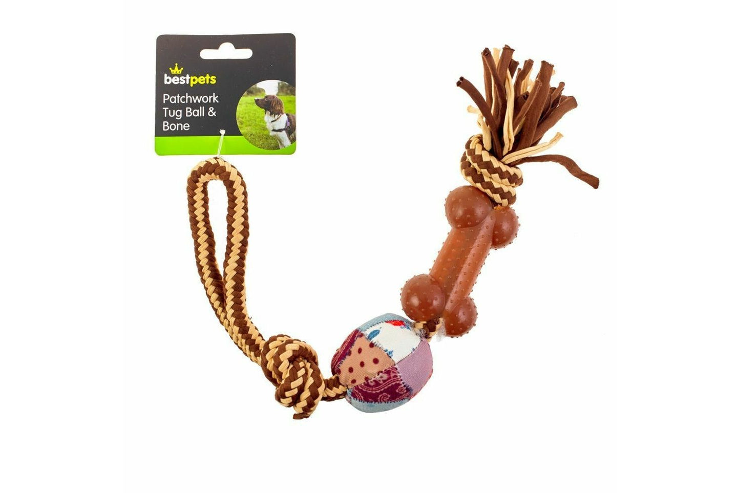 Bestpets Patchwork Tug Ball & Rope