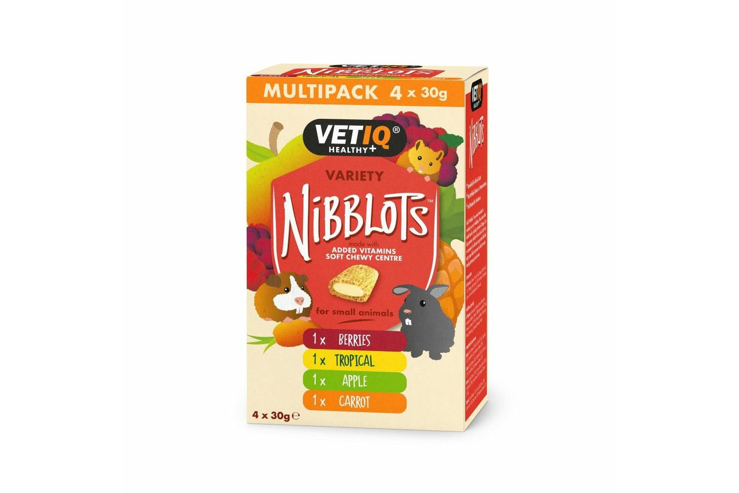 4 X VetIQ Nibblots Variety Pack Small Pet Treats 30g