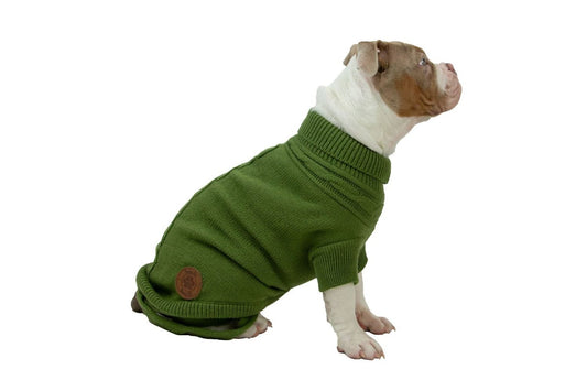 Ancol Snug Fit Cable Knit Dog Jumper (Green)