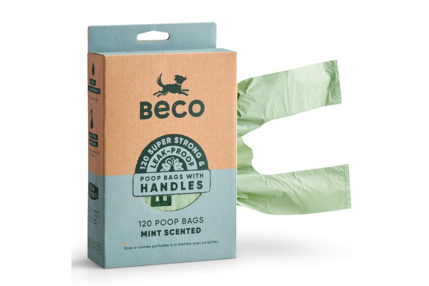 Beco Poop Bags With Handles Mint Scented (120 Pack)