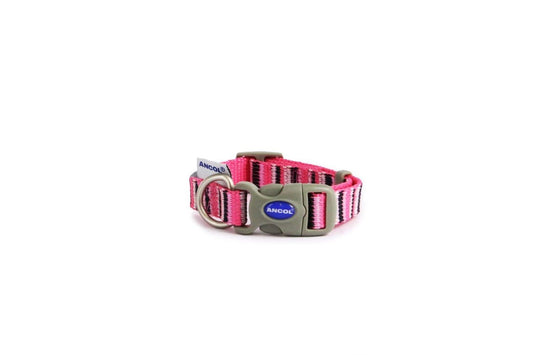 Ancol Made From Candystripe Pink Dog Collar