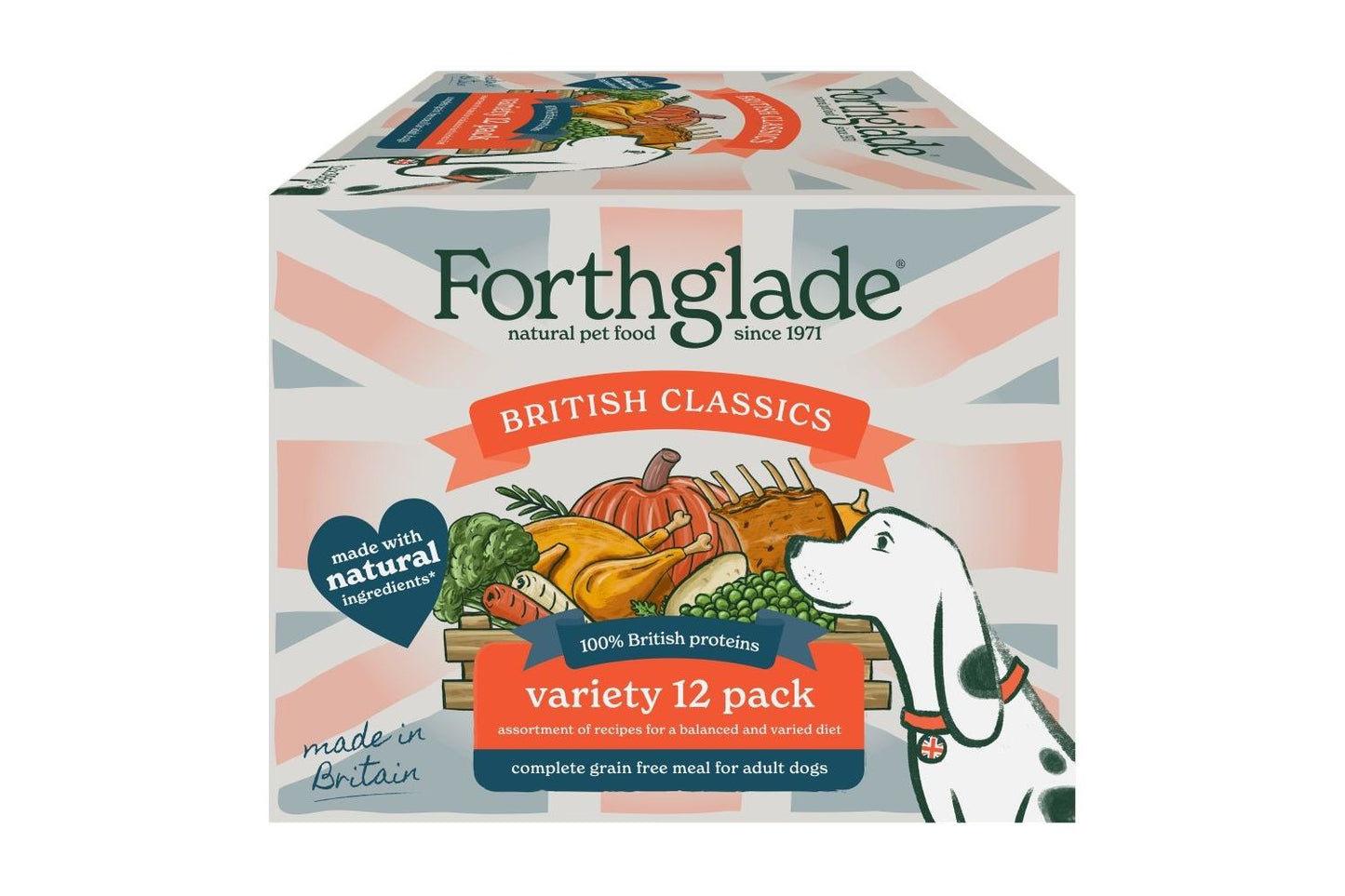 12 X Forthglade British Classics Chicken, Lamb, Beef Variety Dog Food 395g