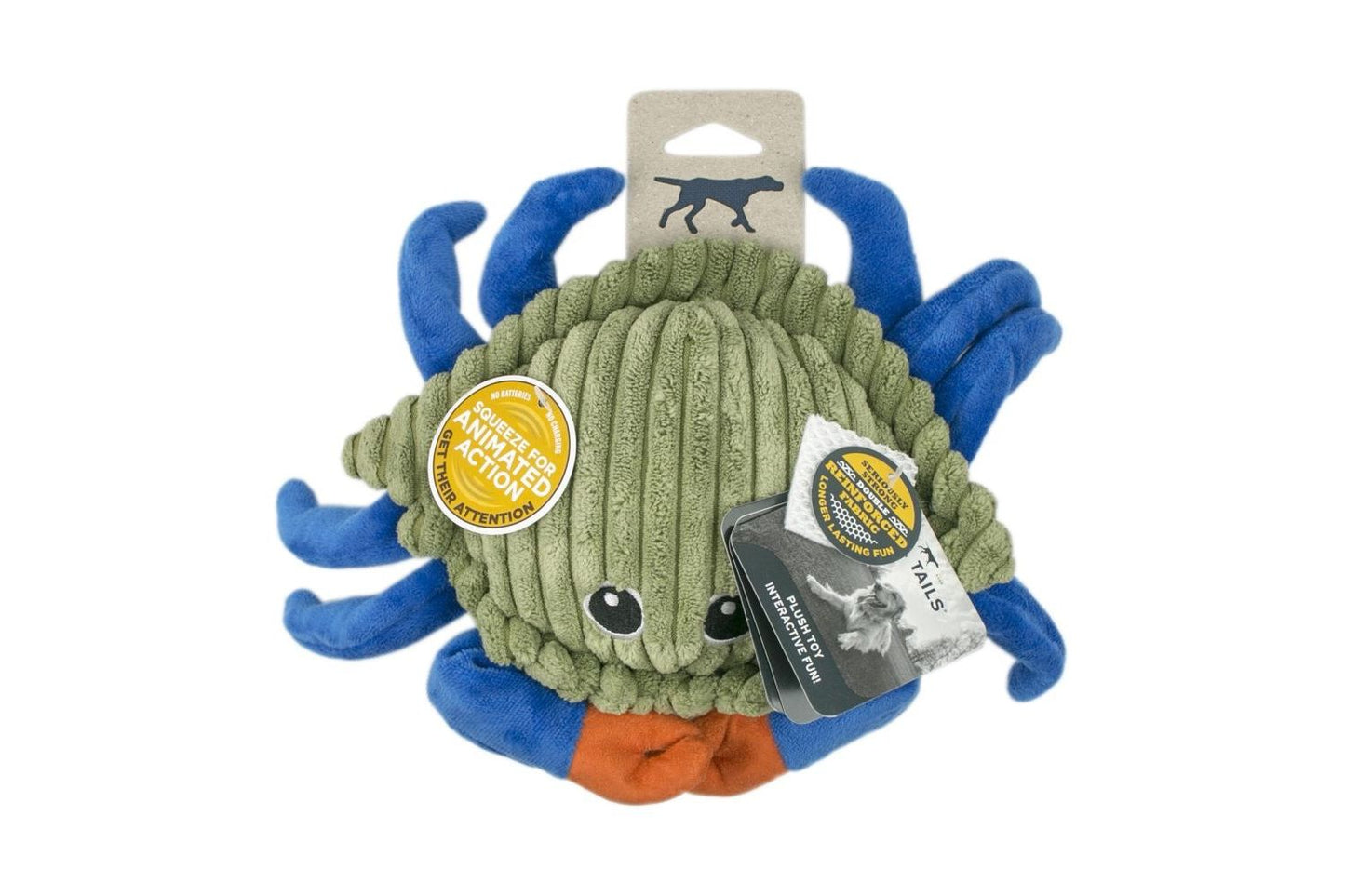 Tall Tails Plush Crab Animated Claw Dog Toy 9 Inch