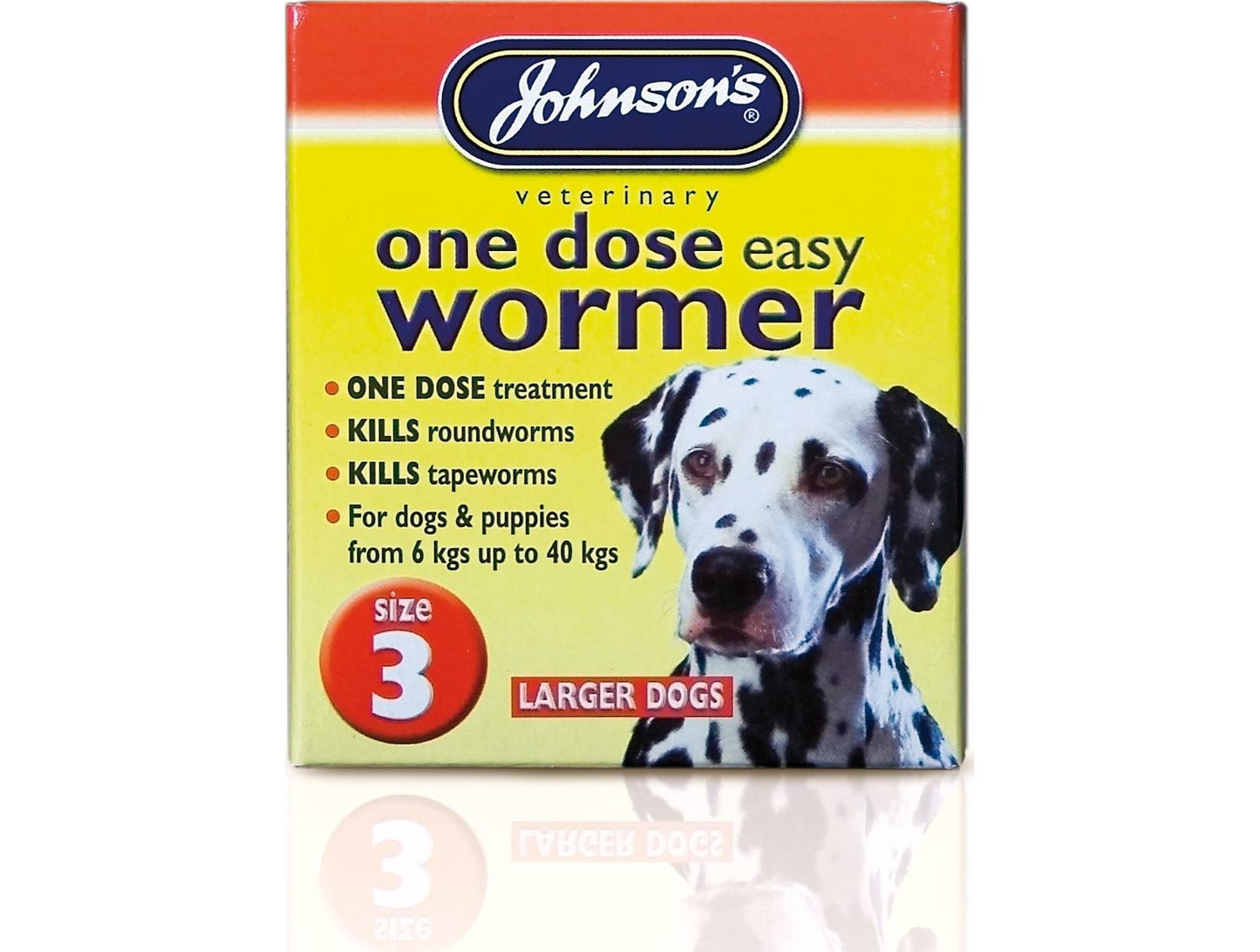 Johnson's One Dose Easy Wormer For Dogs - Size 3 (Large Dogs 6 - 40kg) 4 Tablets