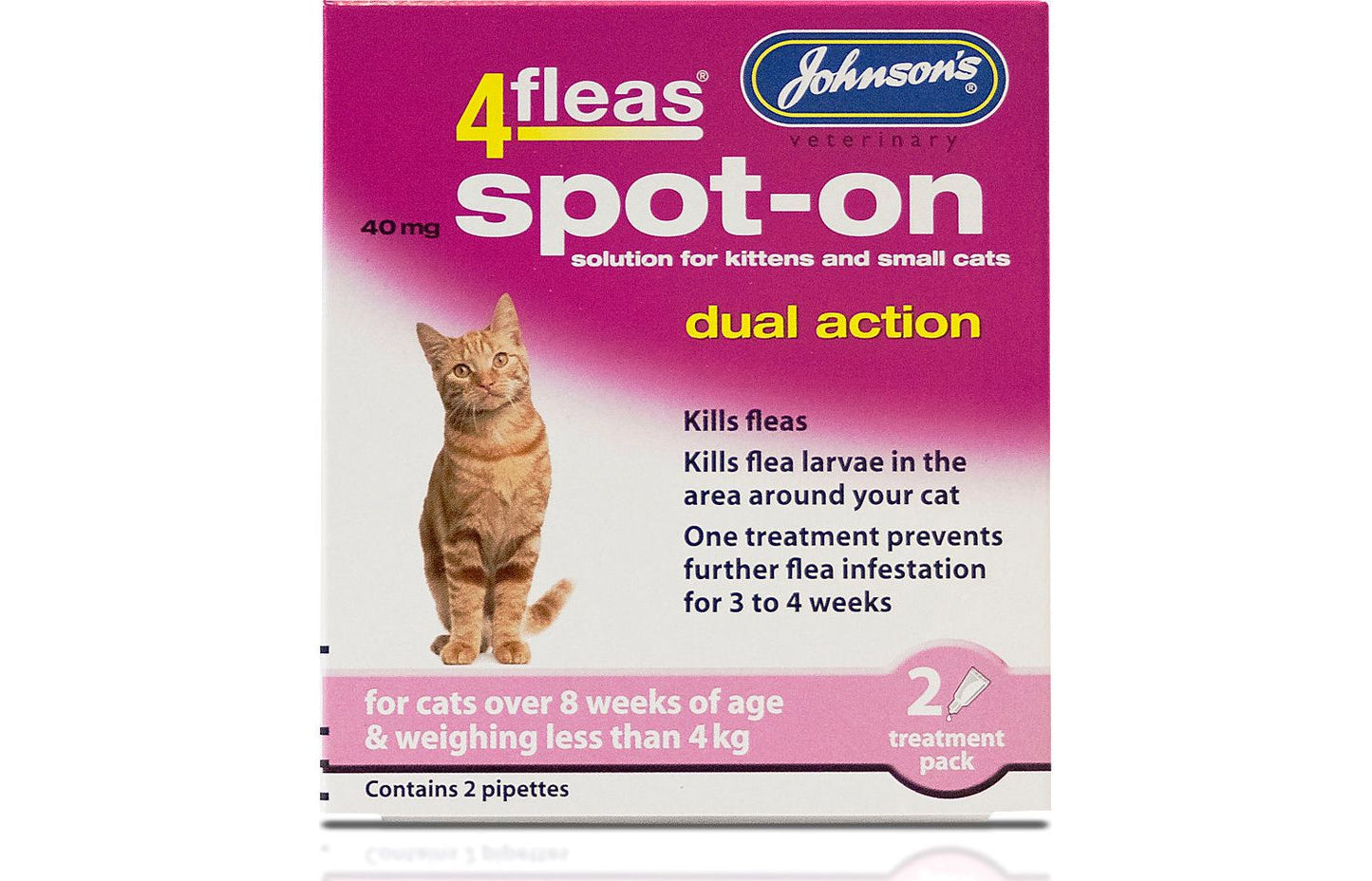 Johnson's 4fleas Spot-On Dual Action For Cats/Kittens Less Than 4kg - 2 Treatments