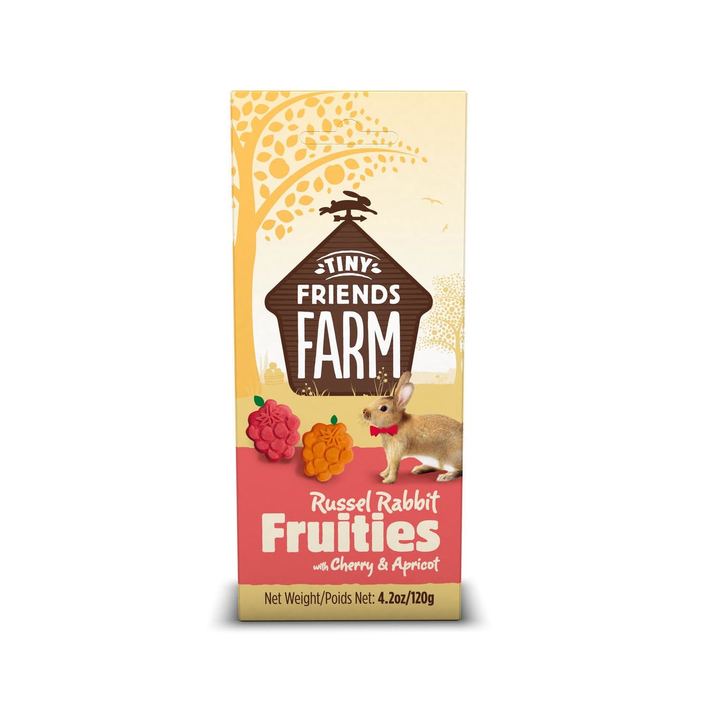 8 X Supreme Tiny Friends Farm Fruitees Russel Rabbit With Cherry & Apricot 120g
