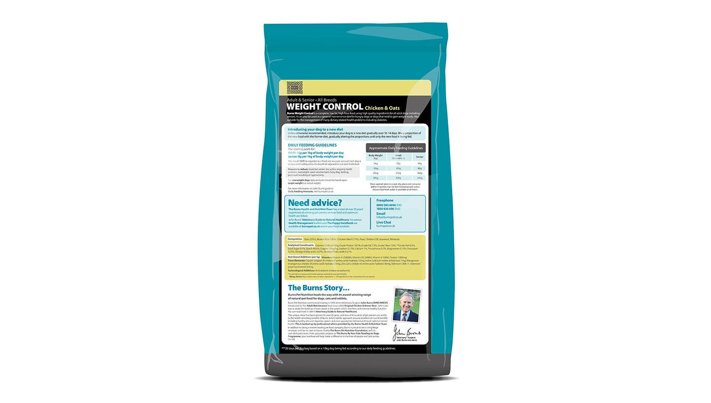 Burns Weight Control+ Chicken & Oats Adult & Senior Dog Food