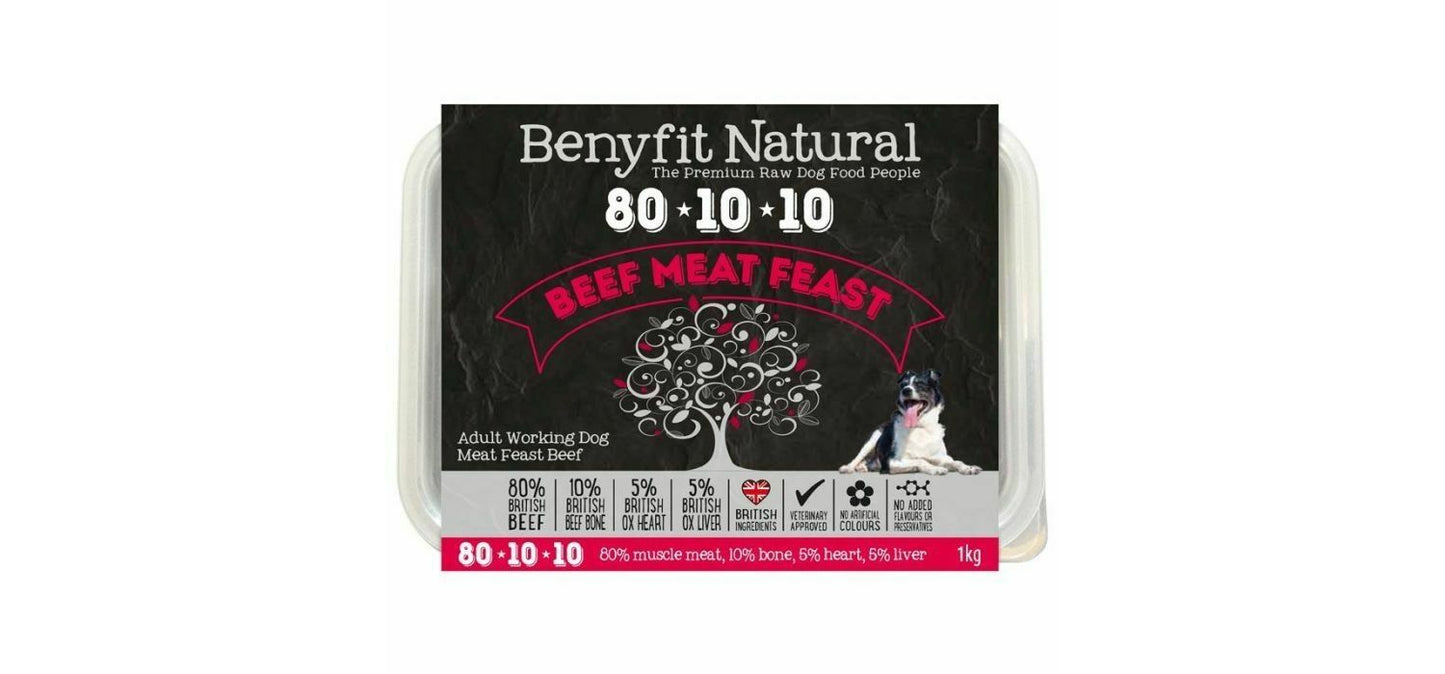 Benyfit Natural 80*10*10 Adult Raw Working Dog Food Beef Meat Feast