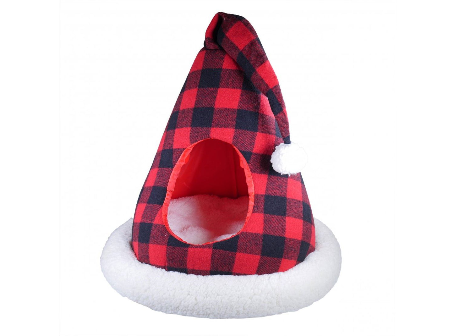 Rosewood Cupid & Comet Luxury Buffalo Check Santa Hat Cat Bed