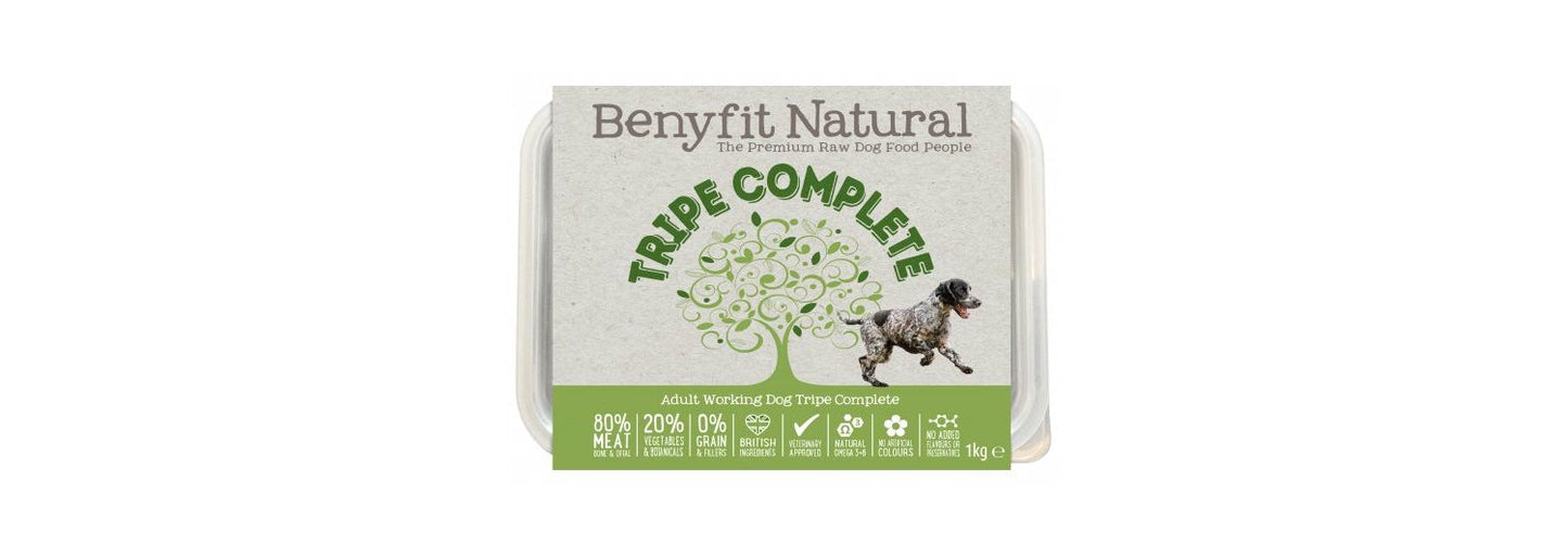 Benyfit Natural Complete Adult Raw Working Dog Food Tripe 1kg