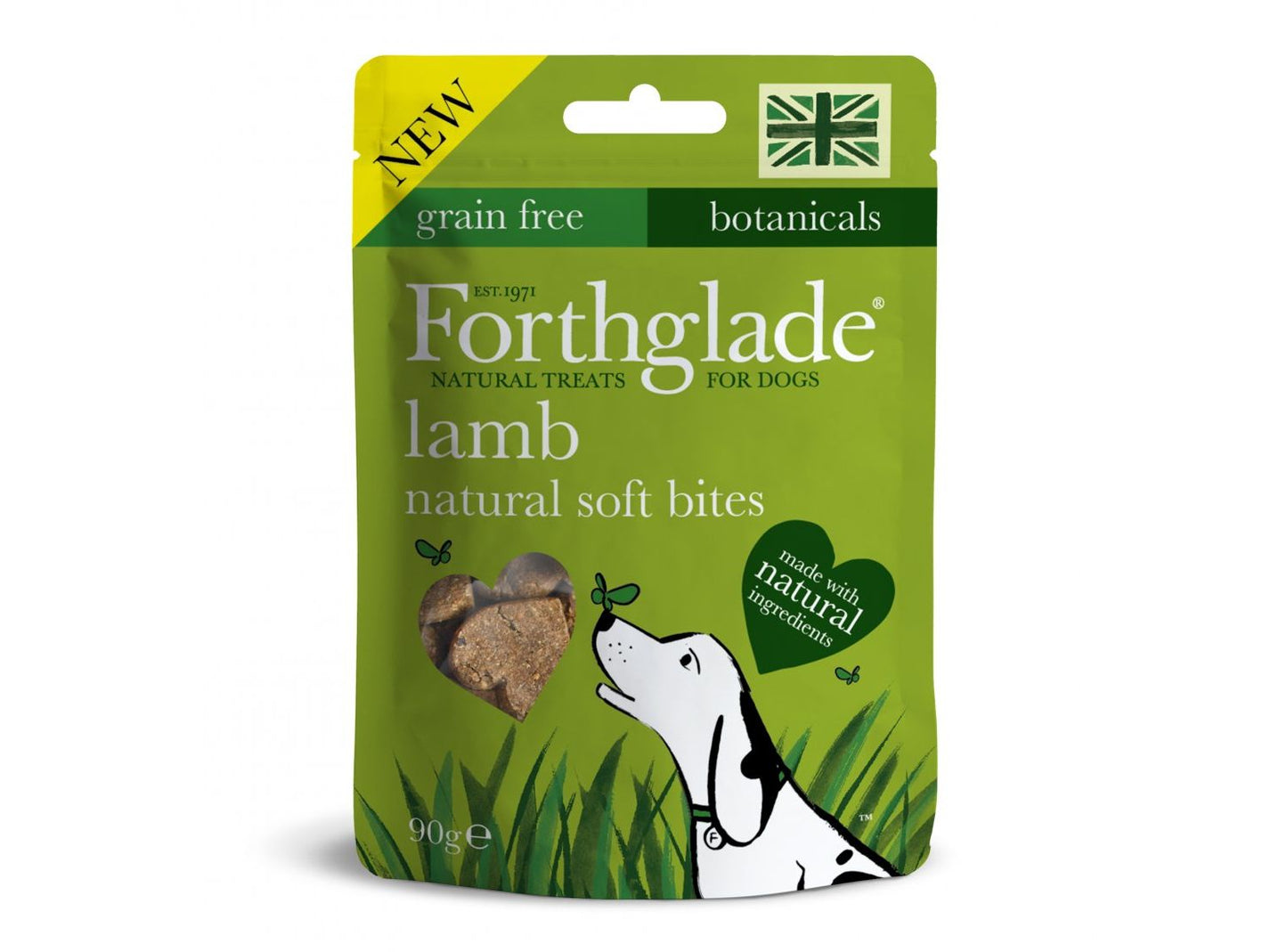 8 X 90g Forthglade Hand Baked Grain Free Soft Bite Dog Treats Lamb With Botanicals