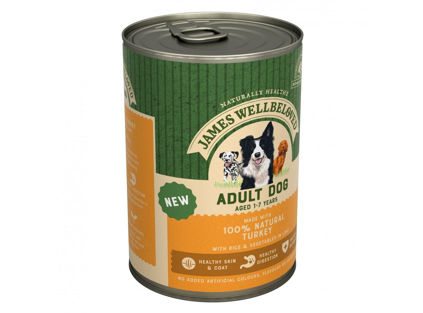 12 X James Wellbeloved Adult Dog Can Turkey & Rice In Loaf 400g