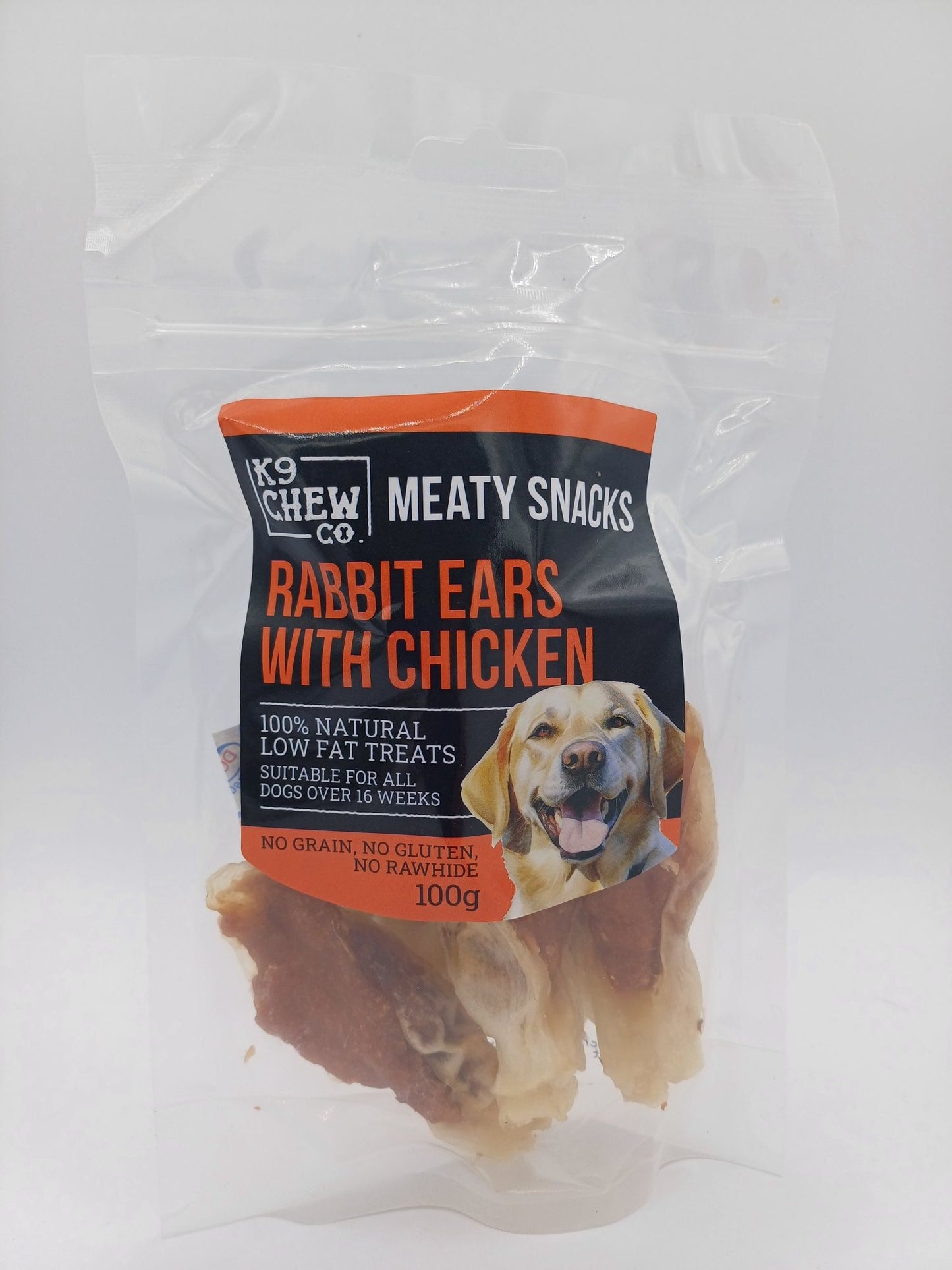 K9 Chew Co Meaty Snacks Rabbit Ears With Chicken 100g