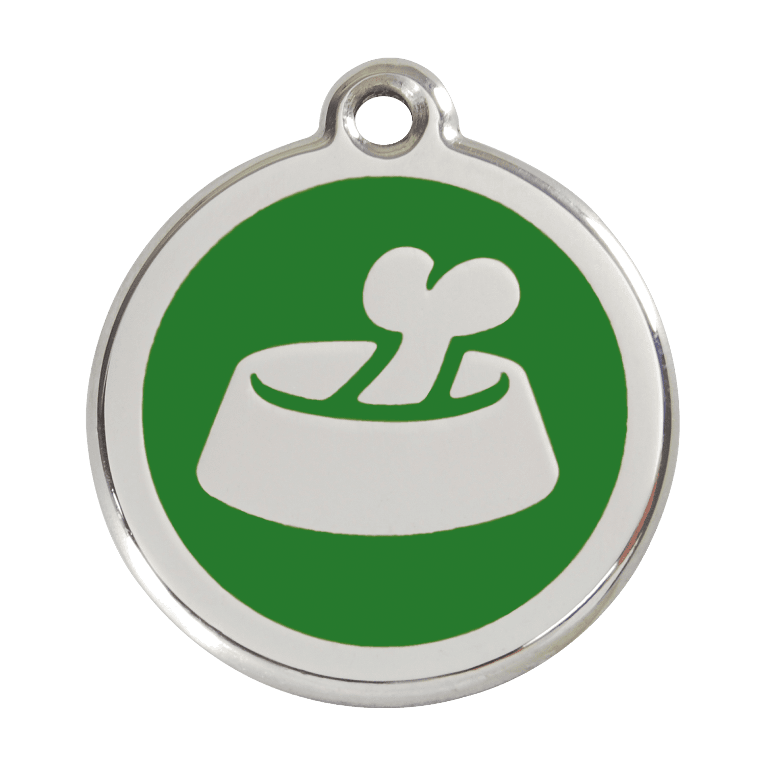  Red Dingo Stainless Steel Engraved Dog Tag Bone In Bowl Green