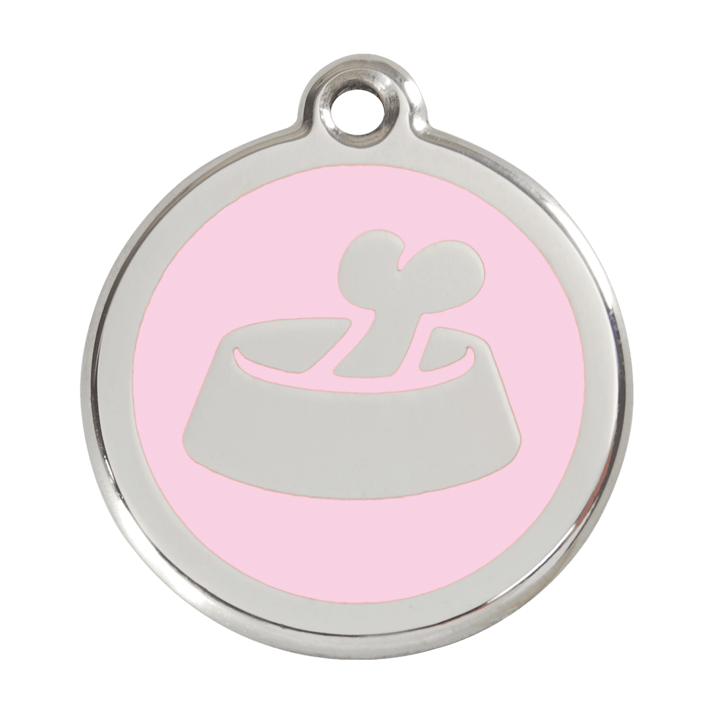  Red Dingo Stainless Steel Engraved Dog Tag Bone In Bowl Pink