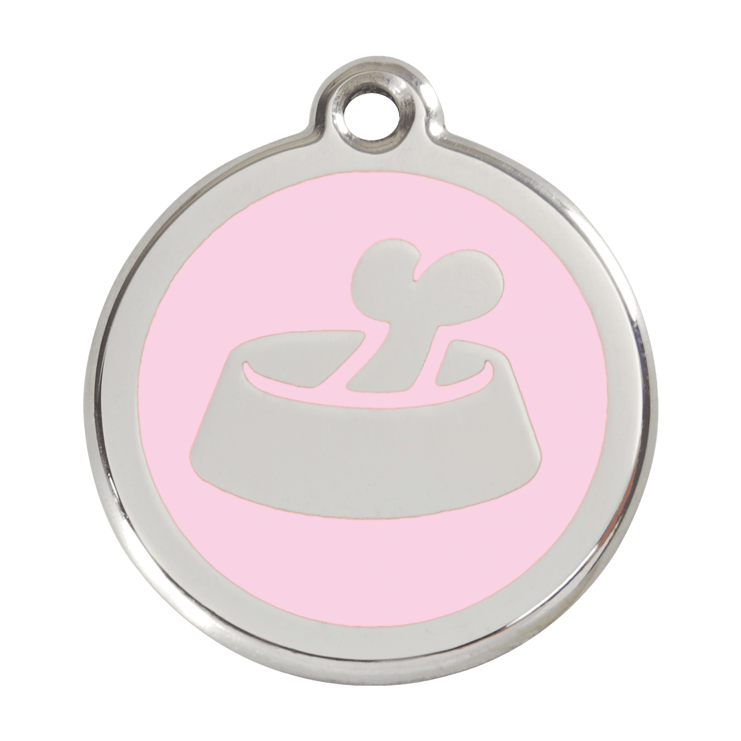  Red Dingo Stainless Steel Engraved Dog Tag Bone In Bowl Pink