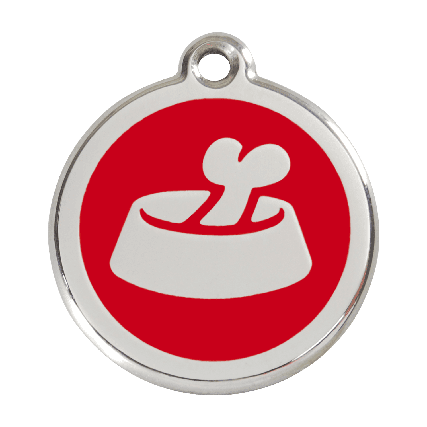  Red Dingo Stainless Steel Engraved Dog Tag Bone In Bowl Red