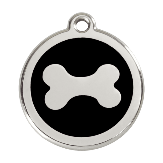  Red Dingo Stainless Steel Engraved Dog Tag Bone Black