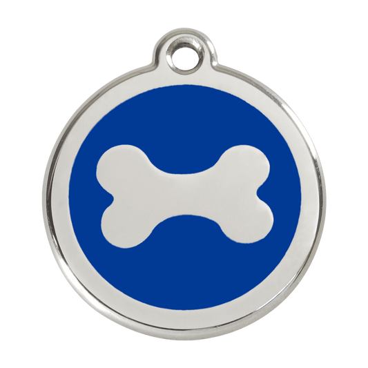  Red Dingo Stainless Steel Engraved Dog Tag Bone Navy