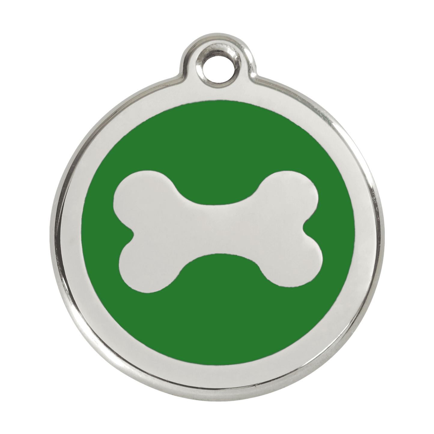  Red Dingo Stainless Steel Engraved Dog Tag Bone Green