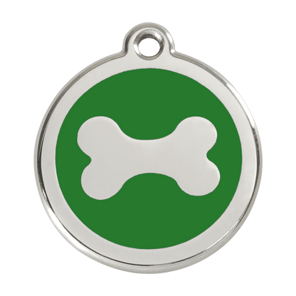  Red Dingo Stainless Steel Engraved Dog Tag Bone Green