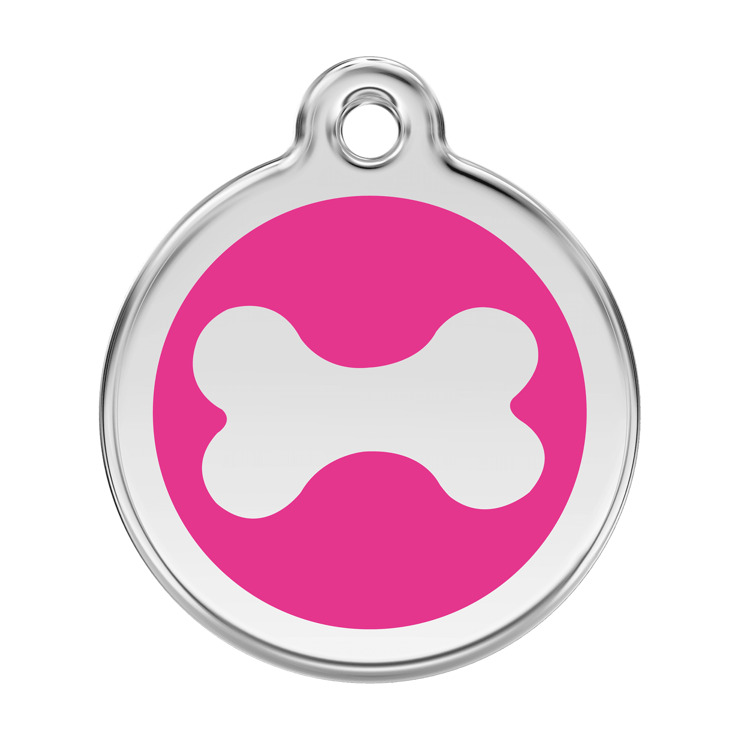  Red Dingo Stainless Steel Engraved Dog Tag Bone Hot Pink