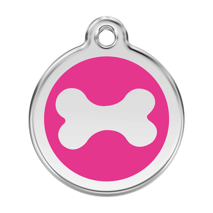 Red Dingo Stainless Steel Engraved Dog Tag Bone Hot Pink