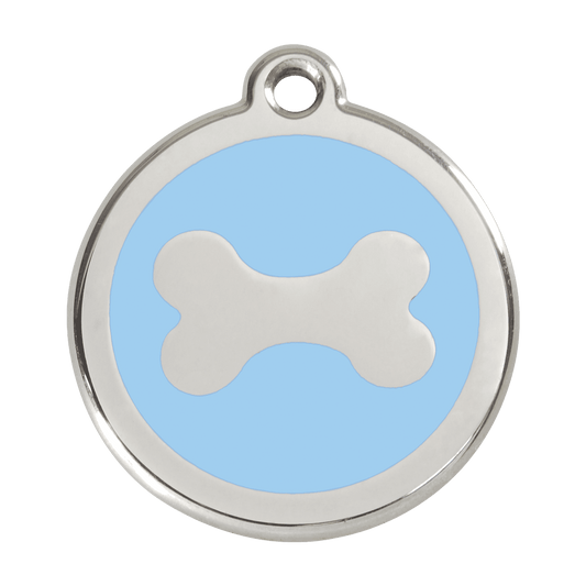  Red Dingo Stainless Steel Engraved Dog Tag Bone Light Blue