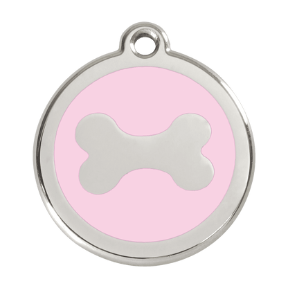  Red Dingo Stainless Steel Engraved Dog Tag Bone Pink