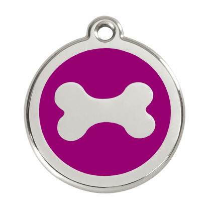  Red Dingo Stainless Steel Engraved Dog Tag Bone Purple