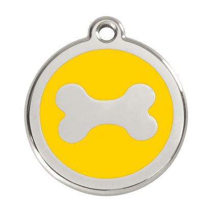  Red Dingo Stainless Steel Engraved Dog Tag Bone Yellow