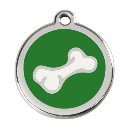  Red Dingo Stainless Steel Engraved Dog Tag Comic Bone Green