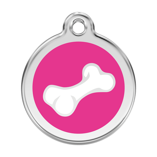  Red Dingo Stainless Steel Engraved Dog Tag Comic Bone Hot Pink