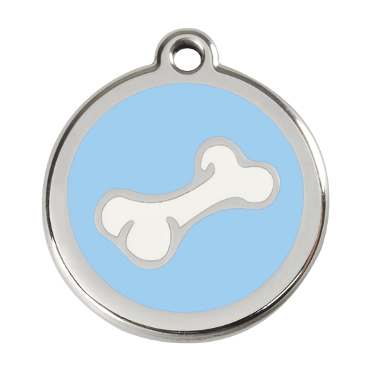  Red Dingo Stainless Steel Engraved Dog Tag Comic Bone Light Blue