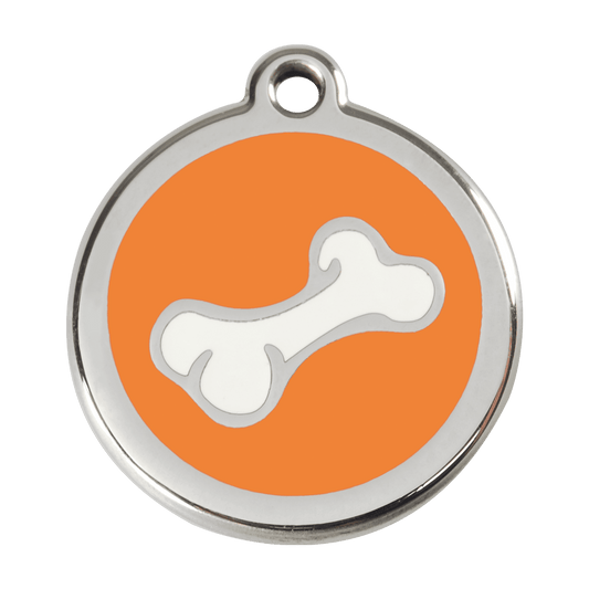  Red Dingo Stainless Steel Engraved Dog Tag Comic Bone Orange
