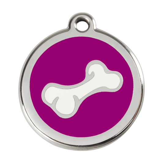  Red Dingo Stainless Steel Engraved Dog Tag Comic Bone Purple