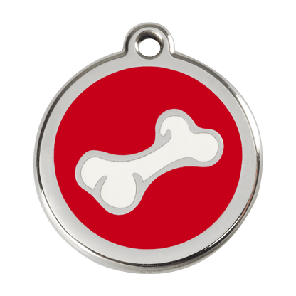 Red Dingo Stainless Steel Engraved Dog Tag Comic Bone Red