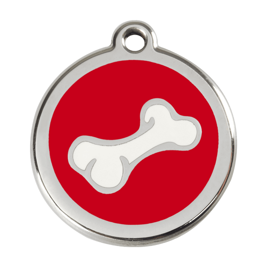  Red Dingo Stainless Steel Engraved Dog Tag Comic Bone Red